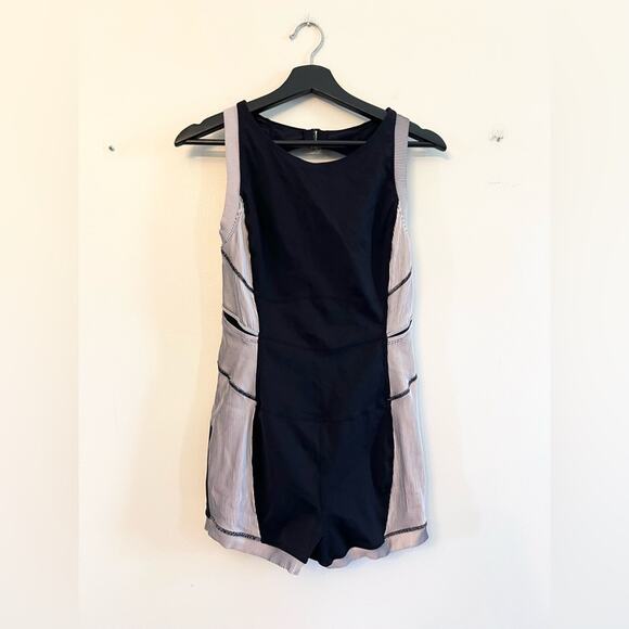 Free People Hardio Cardio Shortsie Romper black ribbed summer workout yoga gym M - Picture 4 of 10